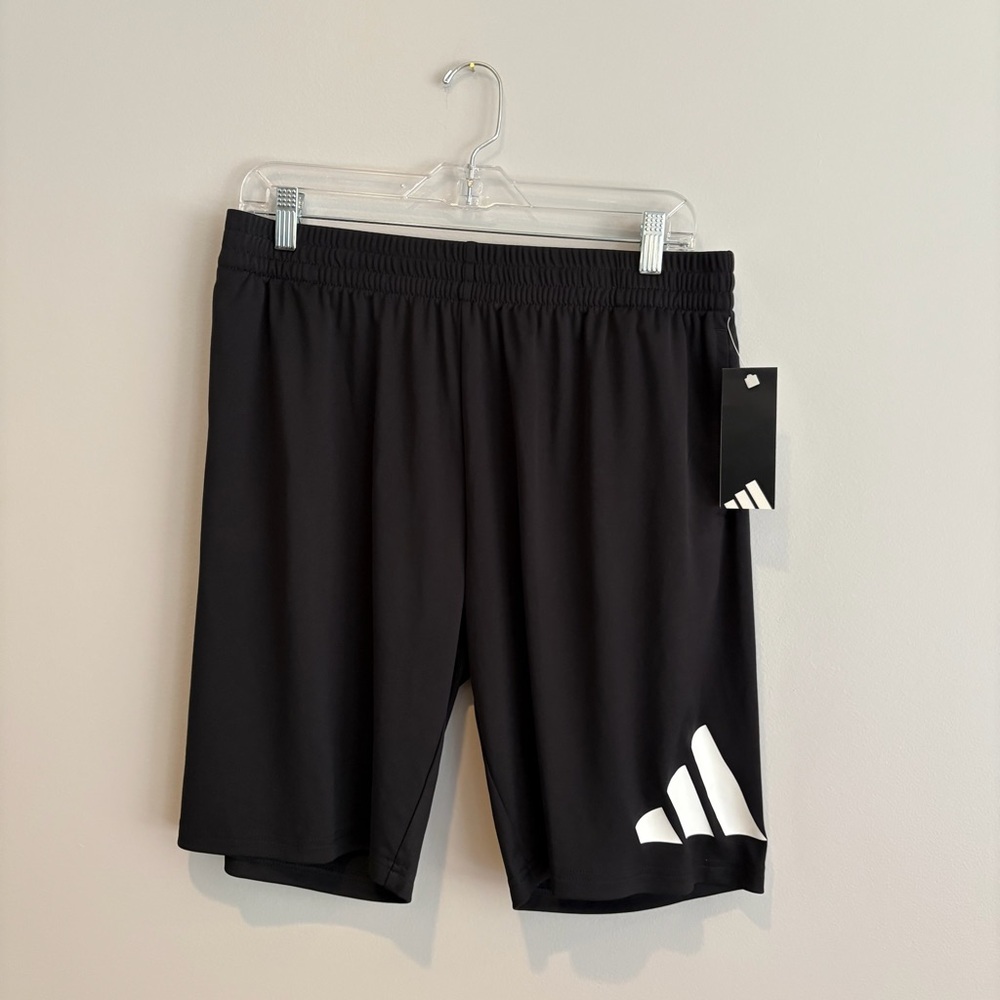 New adidas Kids Black with White Logo Athletic Shorts Size XL